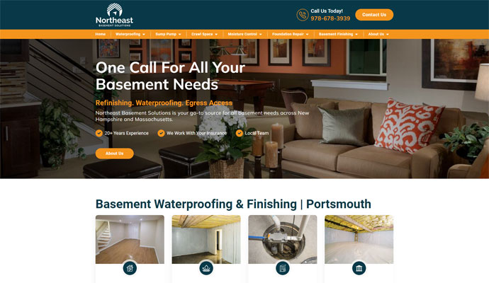 Northeast Basment Solutions website after